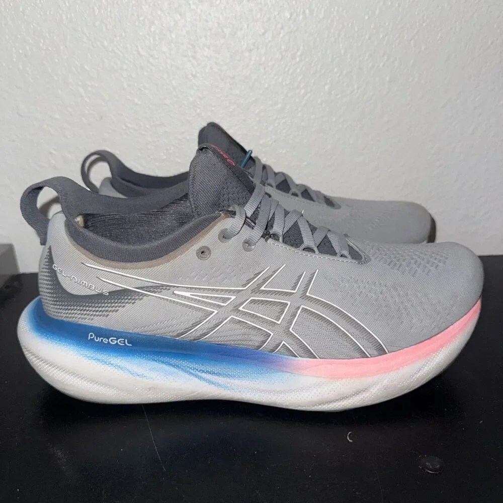 ASICS Gel-Nimbus 25 Womens 9.5 Running Shoes Gray Pink 1012B356 PureGEL Sneakers